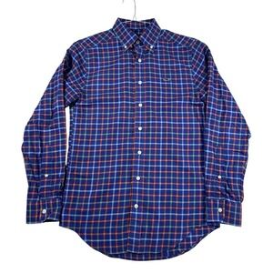 Vineyard Vines Mens XS Slim Fit Whale Shirt Blue Red Green Plaid Cotton Flannel